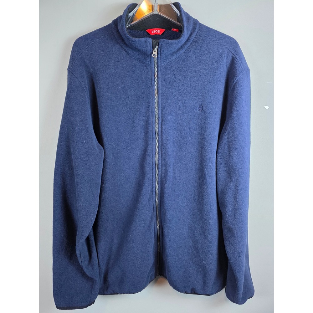 IZOD Mens Navy Blue Fleece Full Zip Jacket Size Large